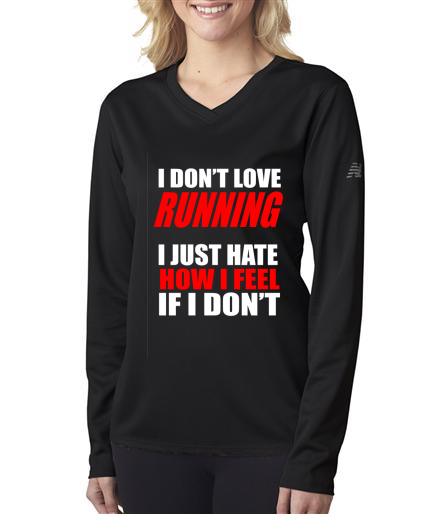 Running - I Don't Love Running - NB Ladies Black Long Sleeve Shirt